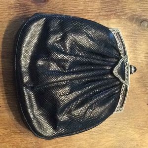 Judith Lieber black skin evening bag
